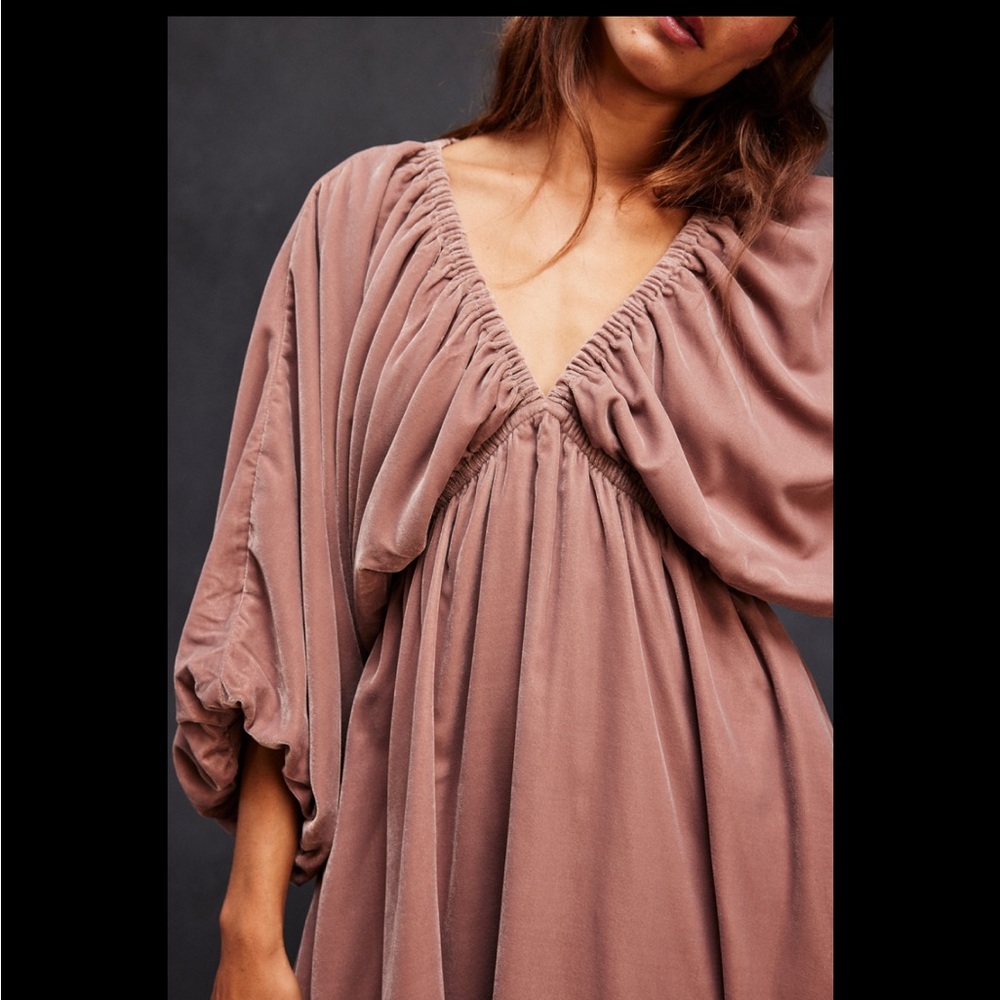 Free People Portia Mini Deep V-Neck Dress Pink / Rose Size Small